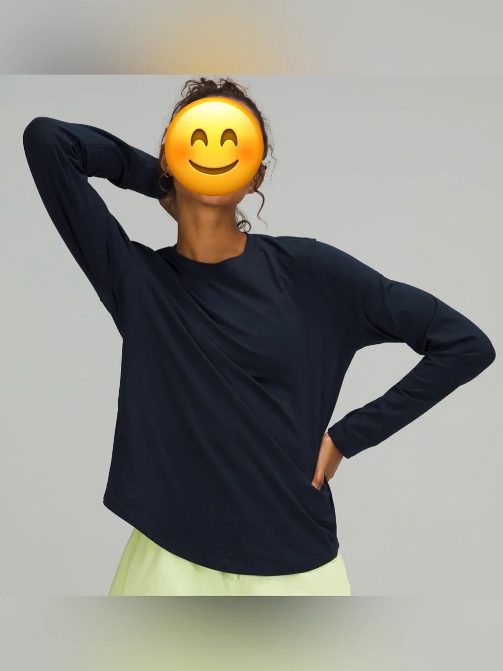 LULULEMON Love Long Sleeve Navy Blue Shirt, Size 16